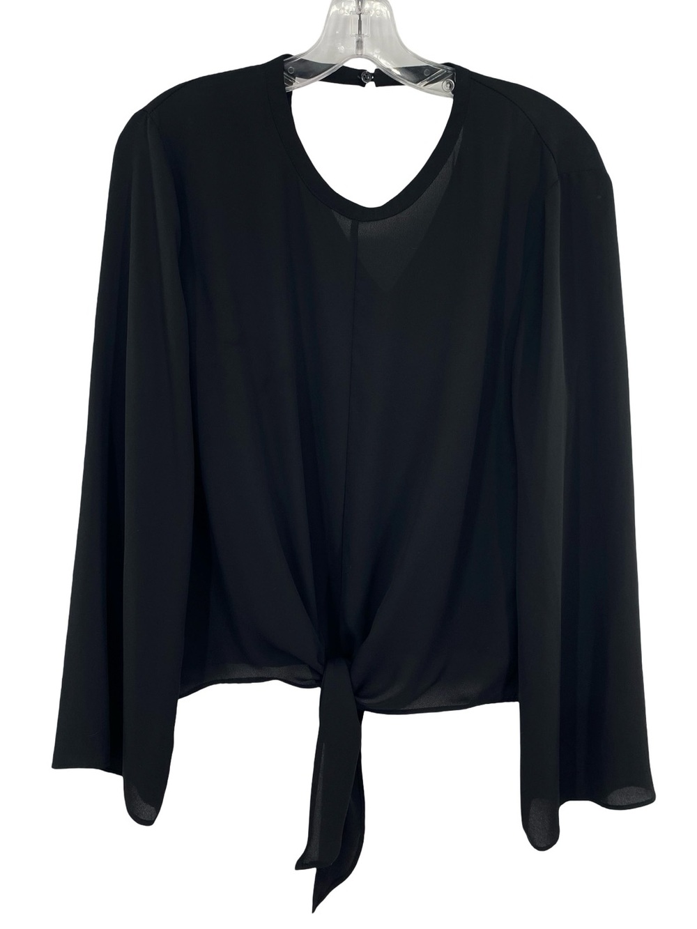 Madewell Black Bell Sleeve Tie Top Blouse Large - Picture 4 of 11